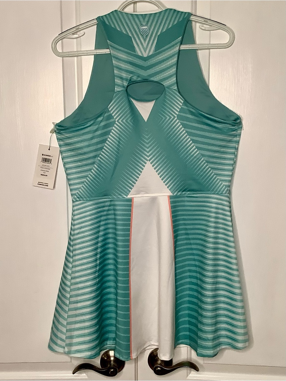 K-SWISS Stamina Dress With Shorts. Sleeveless Mint & White Dress Tennis Dress - Picture 6 of 12